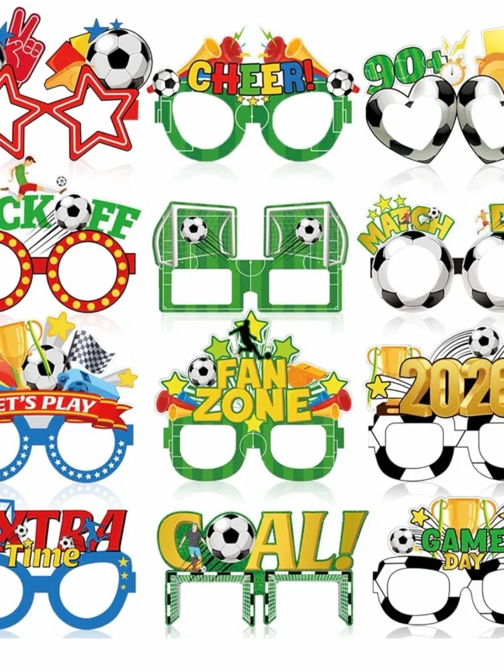 12 Pcs Soccer Party Glasses Paper Eyeglasses